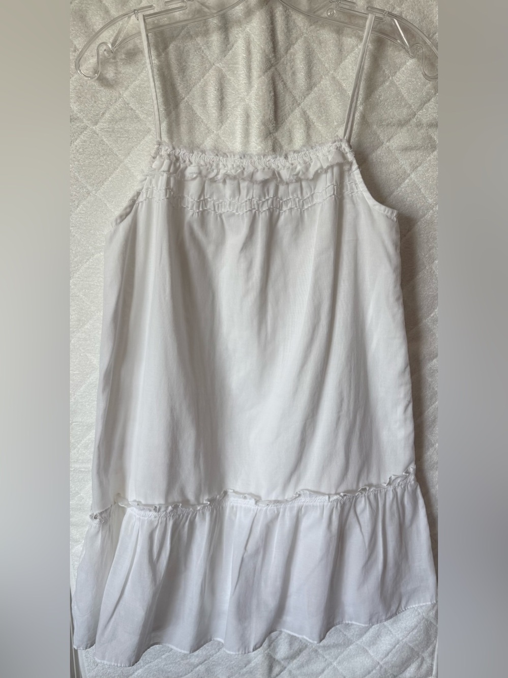 LOFT Cotton Blend White Tiered Ruffle Cami Dress XS NWOT